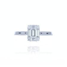 Image of 18ct White Gold 0.54ct Baguette Cut Diamond Illusion Cluster Ring