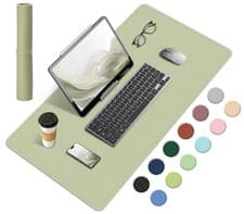 Image of Large Desk Pad Dual-Sided Cork & Leather Mouse Keyboard Mat Non-Slip Easy Clean