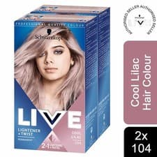 Image of 2x Schwarzkopf Live 2in1 Lightener+Twist Permanent Colour HairDye,104 Cool Lilac