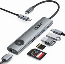 Image of acer USB C Hub, 7-in-1 USB C to HDMI Adapter 4K@60Hz, 2 * 5Gbps USB 3.0 & Type-C