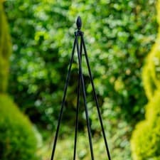 Image of Woodside 1.8m Metal Garden Tepee Obelisk, Steel Climbing Plant Support Trellis