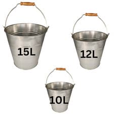 Image of TRADITIONAL GALVANISED STRONG STEEL METAL SMALL LARGE BUCKET WITH WOODEN HANDLE