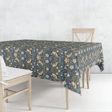 Image of William Morris Strawberry Thief Navy Cotton Tablecloth 132 cm x 178 cm