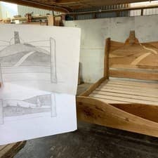 Image of Handmade Bespoke Custom Wooden Bed Frame Solid Oak King Double Single UK