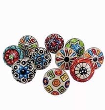 Image of Ceramic Deco Door Knobs Set Of Multi Color Drawer 50 pcs