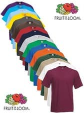 Image of Fruit of the Loom Plain Blank Mens Mans Cotton Tee Shirt Tshirt Value T-Shirt