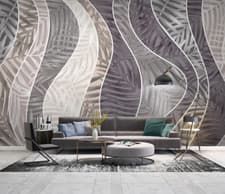 Image of 3D Geometric Leaves Wallpaper Wall Mural Removable Self-adhesive 940