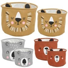 Image of 2 Pc Kids Animal Character Storage Baskets Toys Space Saving Organiser Hampers