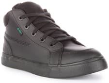 Image of Kickers Tovni Hi Double Strap Lace Up Leather School Boys Shoes Black UK 3 - 6