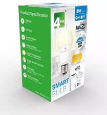 Image of 4lite WiZ Connected A60 E27 Smart Bulb WW WiFi/BLE