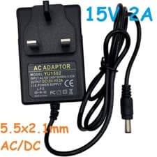 Image of 15V 2A AC/DC Switching Power Supply adapter UK plug 5.5x2.1mm Converter Charger