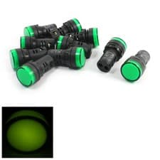 Image of 10 x AC DC 24V 20mA 22mm Panel Mounting Green Signal LED Indicator Lights