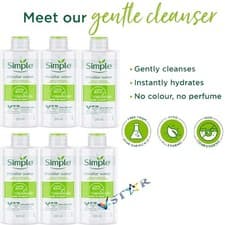 Image of Simple Kind to Skin Micellar Cleansing Water 200ml x 6 Cleanser Makeup Remover