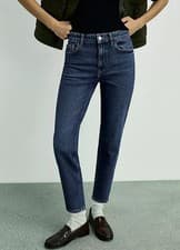 Image of Mango Jeans Newmom Comfort High Rise Mom Fit Denim Blue Stretch 8 RRP £36