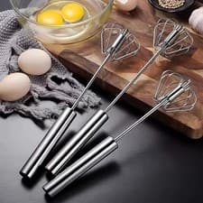 Image of Semi Automatic Egg Whisk Hand Push Egg Beater Stainless Steel Blender Mixer UK