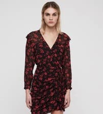 Image of Allsaints Harlow Eira Dress 8 Black And Red