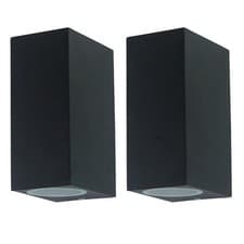Image of Set of 2 Black IP44 Outdoor Up Down Garden Porch Modern Wall Light