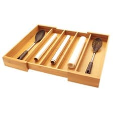 Image of Bamboo Expandable Utensils Flatware Cutlery Tray Kitchen Drawer Insert Organiser