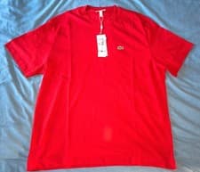 Image of Lacoste Men's Red Short Sleeve T Shirt 2xl With Tags Brand New