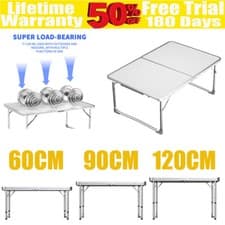 Image of FOLDABLE 4FT PICNIC TABLE CAMPING TABLE OUTDOOR WHITE PORTABLE FOLDING DESK NEW