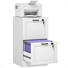 Image of HOMCOM 2-Drawer File Cabinet, Lockable Filing Cabinet for A4 Letter, White