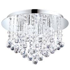 Image of Flush Ceiling Light IP44 Bathroom Colour Chrome Shade Clear Crystal Bulb G9 4x3W
