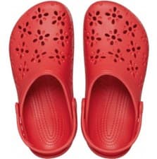 Image of Crocs Junior Girls Floral Cut Clogs Red Size UK J2 *REFSSS727