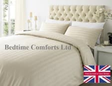 Image of DOUBLE 4' 6" (Hotel Quality) FLAT SHEET LUXURY SATIN STRIPE  300TC - CREAM