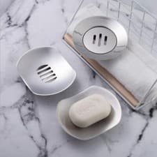 Image of Stainless Steel Soap Dish Holder Bathroom Brushed Nickel Free Standing Case
