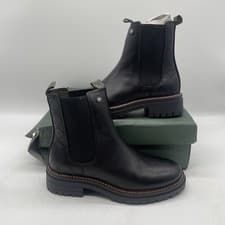 Image of Barbour Evie Chelsea Boots Classic Black Leather Women's UK 3 EU 36 New