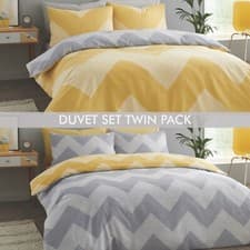 Image of Catherine Lansfield Twin Pack Duvet Cover Reversible Quilt Bedding Set FREE P&P