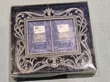 Image of Nouveau Metal Matte Silver Art Nouveau Swirls Double Freestanding Photo Frame GC