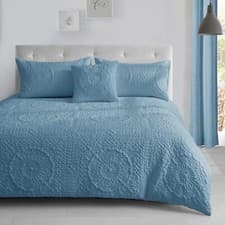 Image of Geometric 3D Quilted Duvet Set Floral Pinsonic Polyester Bedding Cover