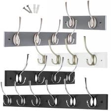 Image of Coat Hooks for Wall & Door, Wooden Wall Mounted Clothes Rack Hanger, 3 Sizes