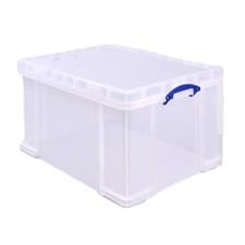 Image of Really Useful Box 145L Large Storage Box Clear With Lid & Clip Handles Stackable