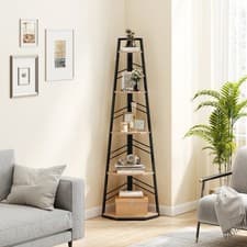 Image of Corner Bookcase, 5-Tier Floor Standing Bookshelf for Study, Bedroom