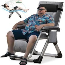 Image of NAIZEA Outdoor Padded Lawn Recliner Zero Gravity Chair Folding Chaise Chairs