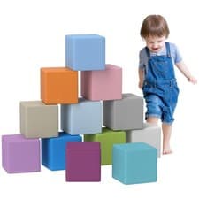 Image of HOMCOM 12 PCs Soft Play Blocks Soft Foam Toy Blue