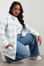 Image of Yours Curve Women's Plus Size Stripe Zip Through Hoodie