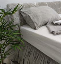 Image of Linen pillowcase with flap housewife style softened Stonewashed shabby look