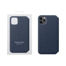 Image of Genuine Brand New Apple iPhone 11 Pro Leather Folio Deep Sea Blue