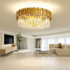 Image of Modern Crystal Ceiling Light,Luxury E14 Crystal Chandelier,for Living Room(Gold)