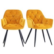 Image of Velvet Dining Chairs Padded Set of 1/2 Metal Legs Kitchen Home Office Multicolor