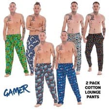 Image of Mens 2 Pack Retro Games Cotton Lounge Pants Game Over/Controller Designs Gamer