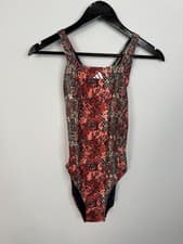 Image of New Adidas Performance Coral 3-Stripes Graphic Swimsuit, UK Size 32"