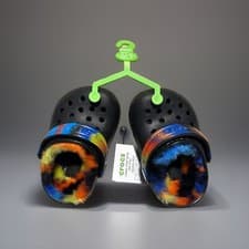 Image of Crocs Classic Tie Dye Lined Clog Black/Multi Kids C4