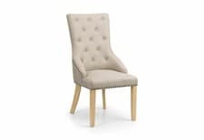 Image of Julian Bowen Loire Oatmeal Linen & Rubbewood Button Back Dining Chair