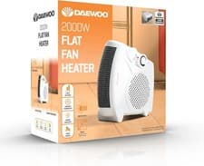 Image of Daewoo 2000W Fan Heater, Flat Fan Heater, Automatic Safety Cut Out, 2 Heat -NEW