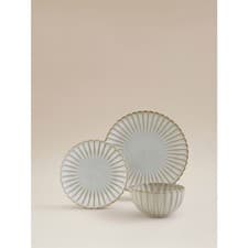 Image of Natural Brown Reactive Glaze Dinner Set 12 Piece | Scalloped Stoneware Tableware