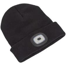 Image of Beanie Hat with Integrated Spotlight - 4 SMD LED - USB Rechargeable Head Light